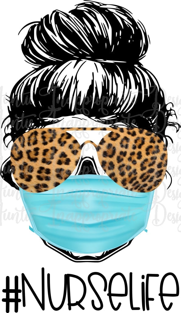 Nurselife Skull With Face Mask Sublimation File Png Printable Shirt Design Heat Transfer Htv Digital