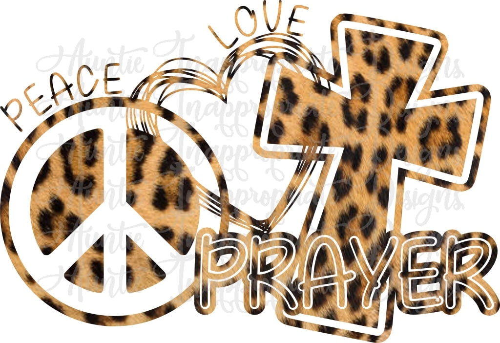 Peace Love Prayer Cheetah Sublimation File Png Printable Shirt Design Heat Transfer Htv Digital File