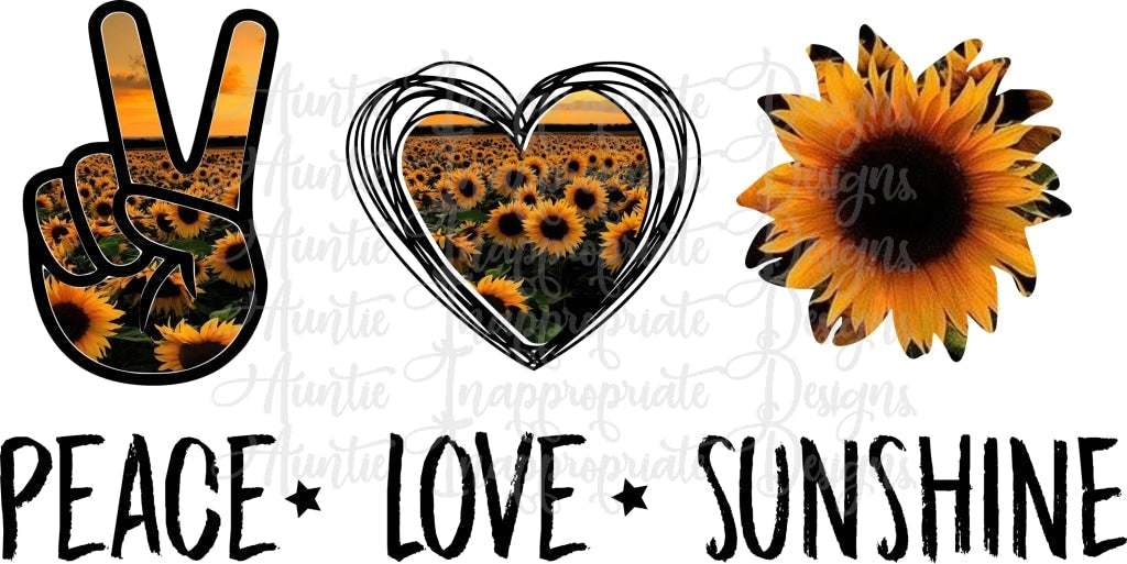 Peace Love Sunshine Sunflower Sublimation File Png Printable Shirt Design Heat Transfer Htv Digital