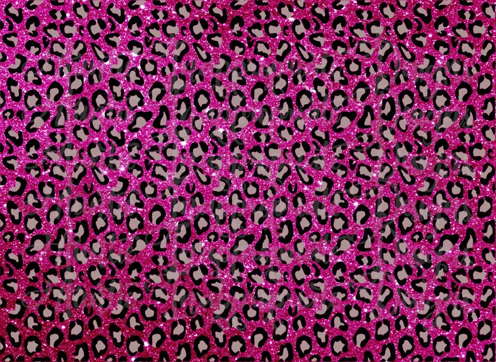 12x12 Glitter Pink Leopard Print Paper - 1pc