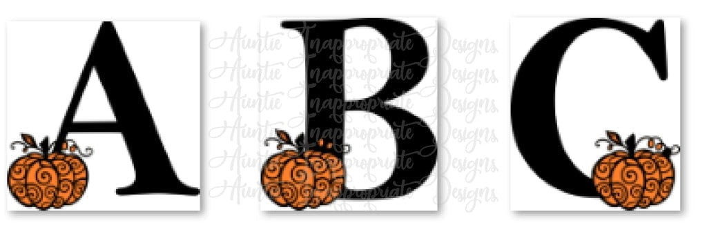 Pumpkin Alphabet Monograms Set Of 26 Designs Sublimation File Png Printable Shirt Design Heat