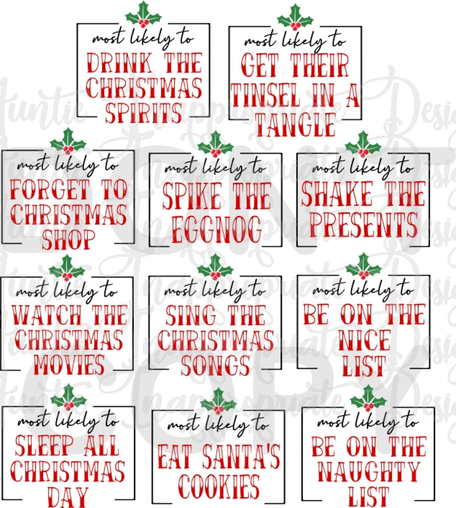 Set Of 11 Most Likely To Christmas Shirt Design Digital Svg File
