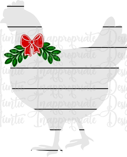 Shiplap Chicken With Christmas Bow Digital Svg File