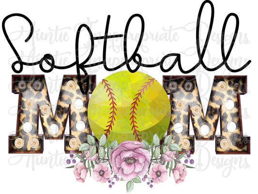Softball Mom Marquee Sublimation File Png Printable Shirt Design Heat Transfer Htv Digital File
