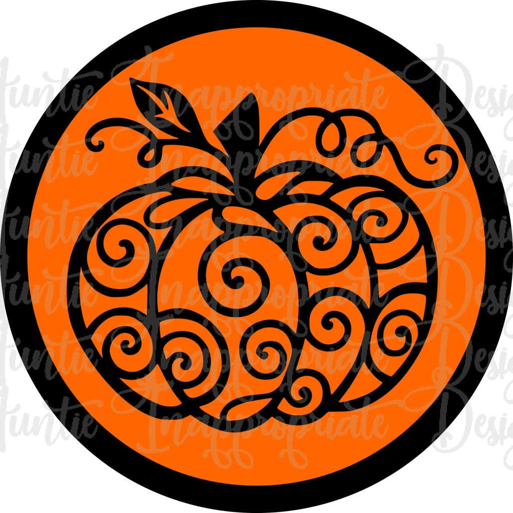 Swirl Pumpkin Round Digital Svg File